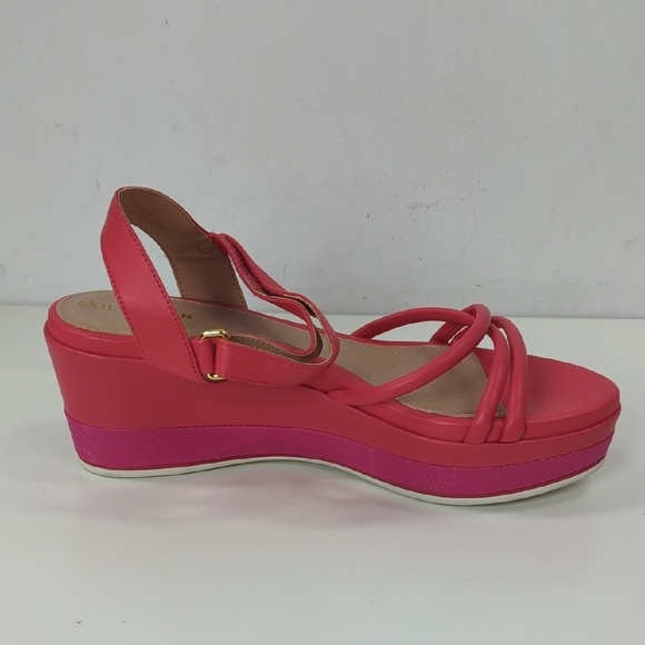 New Cole Haan Womens GA Addison Flatform Wedge Pink Platform Sandals Size 9 - Picture 10 of 13